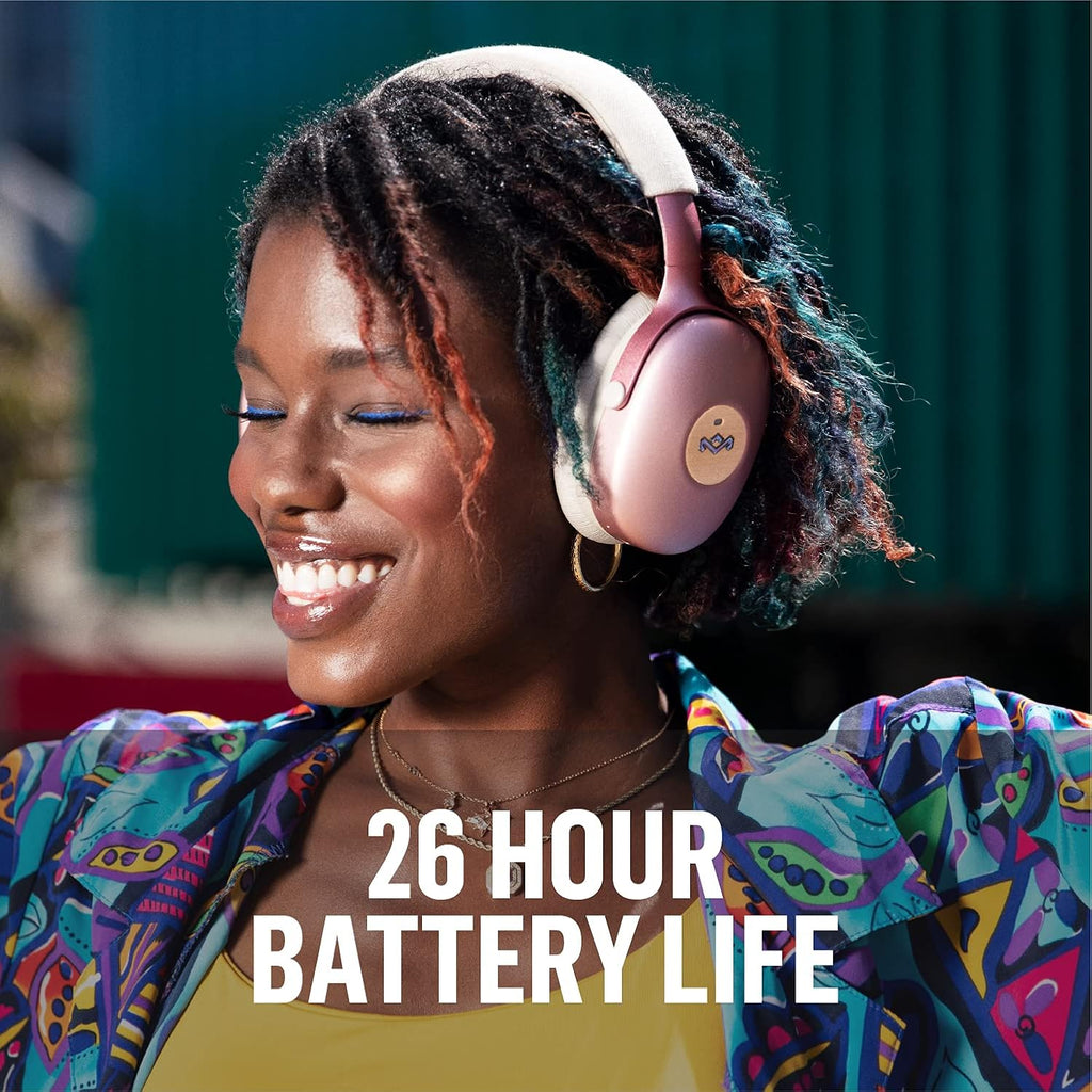 House of Marley Positive Vibration XL ANC: Noise Cancelling Over-Ear Headphones with Microphone, Wireless Bluetooth Connectivity, and 26 Hours of Playtime, Copper
