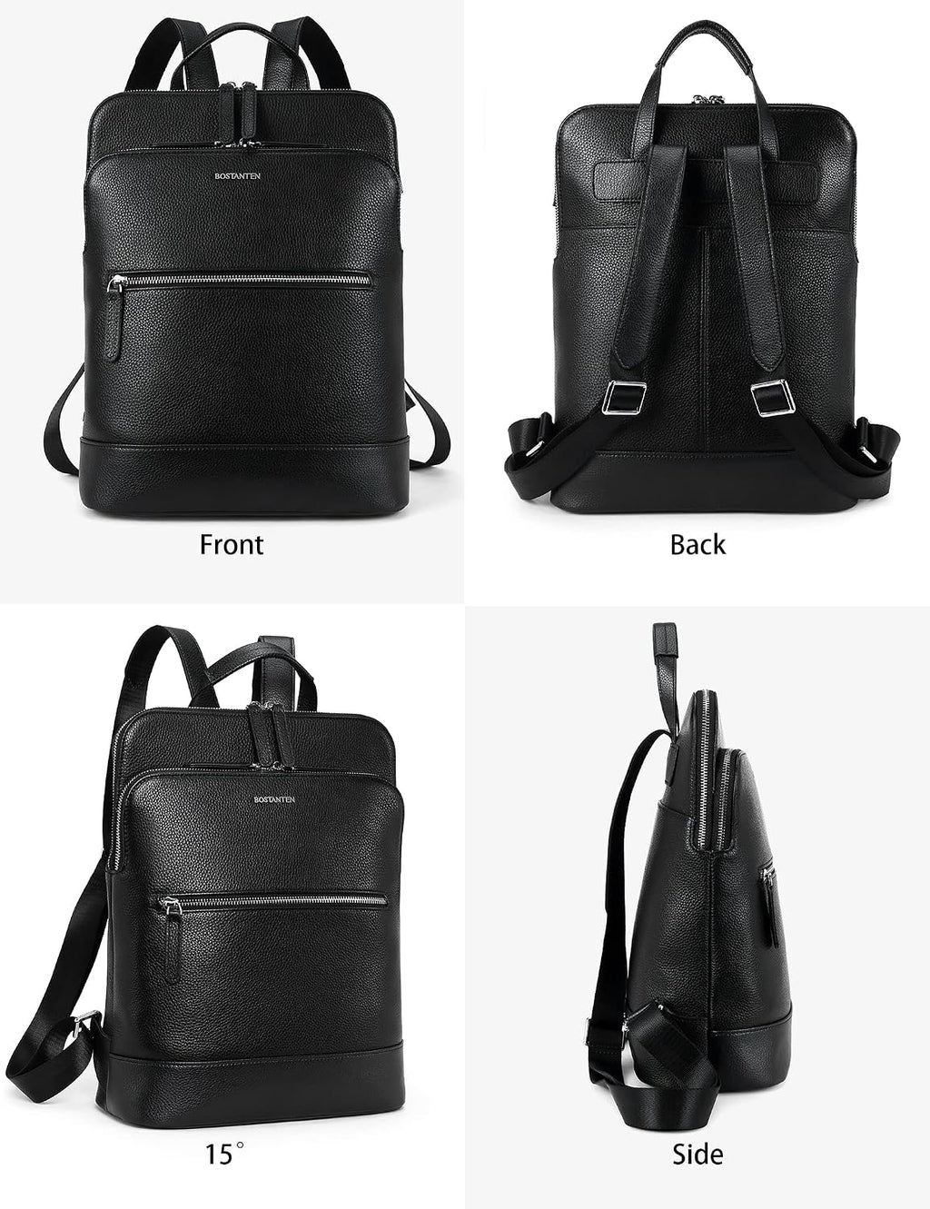 BOSTANTEN Leather Laptop Backpack for Women 15.6 inch Computer Bag Travel Work Daypack