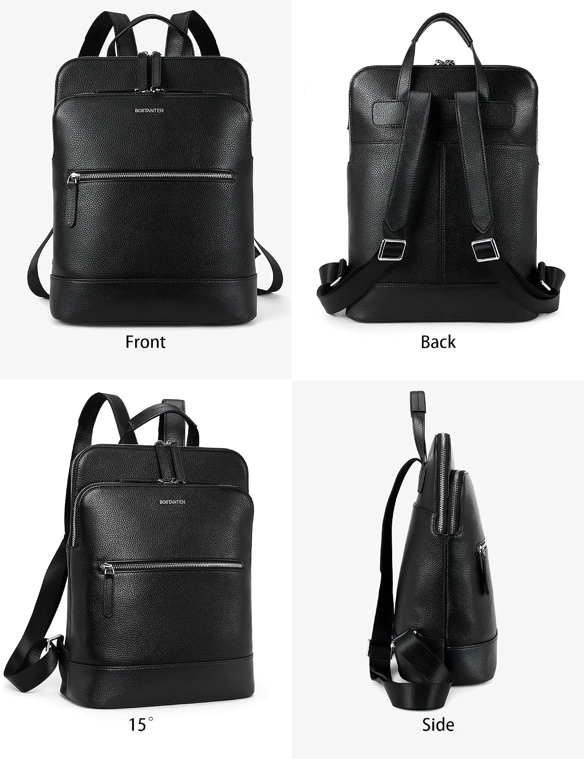 BOSTANTEN Leather Laptop Backpack for Women 15.6 inch Computer Bag Travel Work Daypack