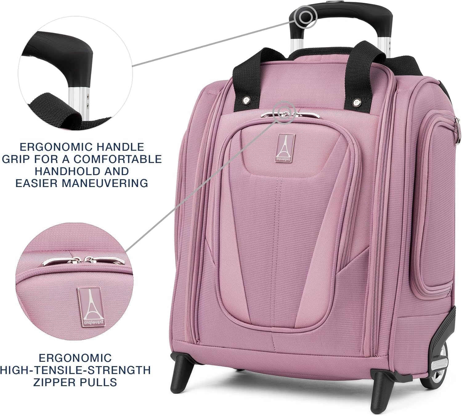 Travelpro Luggage Maxlite 5 Softside Lightweight Rolling Underseat Compact Carry on Upright 2 Wheel Bag, 15-Inch — Orchid Pink Purple