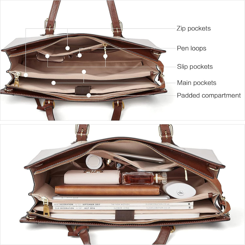 BOSTANTEN Laptop Bag for Women 15.6 inch Computer Leather Briefcase Vintage Work Tote Handbag