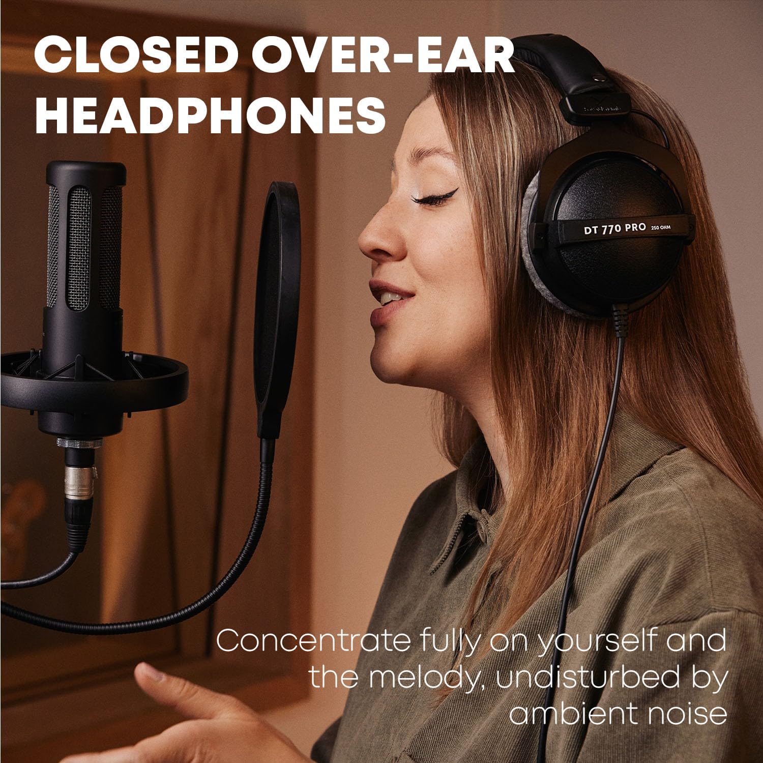 beyerdynamic DT 770 Pro Studio Headphones - Over-Ear, Closed-Back, Professional Design for Recording and Monitoring (80 Ohm, Grey) (Renewed)