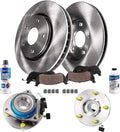 Detroit Axle - 8PC Front Wheel Bearing Hub, Brake Rotor, Ceramic Pad Kit Cleaner & Fluid Kit for 02-06 Buick Rendezvous 02-04 Chevrolet Venture Olds Silhouette Pontiac Montana 01-05 Aztek