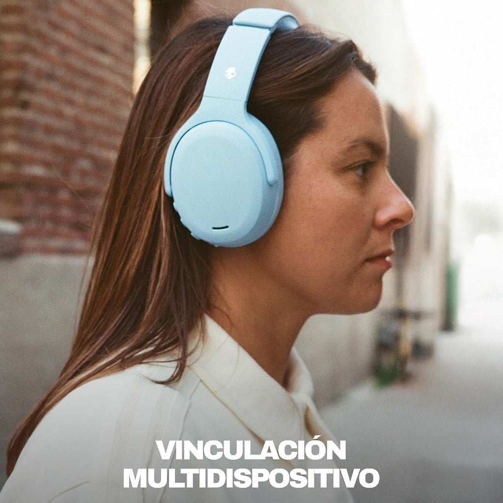 Skullcandy Crusher ANC 2 Wireless Over-Ear Bluetooth Headphones with Extra USB-C Charging Cable, Multi-Sensory Bass, Active Noise Cancelling, 60 Hours Battery, Microphone iPhone Android - Preppy Blue