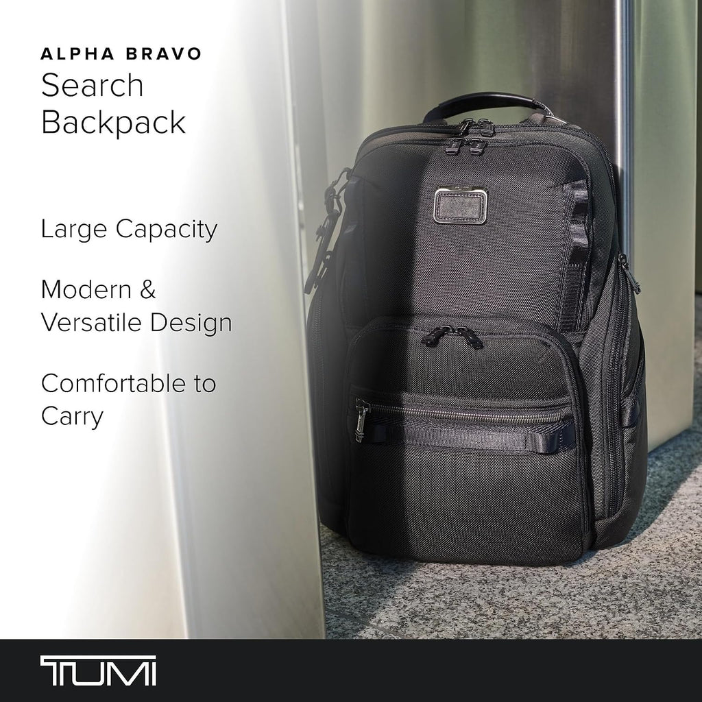 TUMI - Alpha Bravo Search Backpack - Laptop Backpack for Men & Women - Backpack for Work & Travel - 17.0' X 14.0' X 8.3' - Black Leather