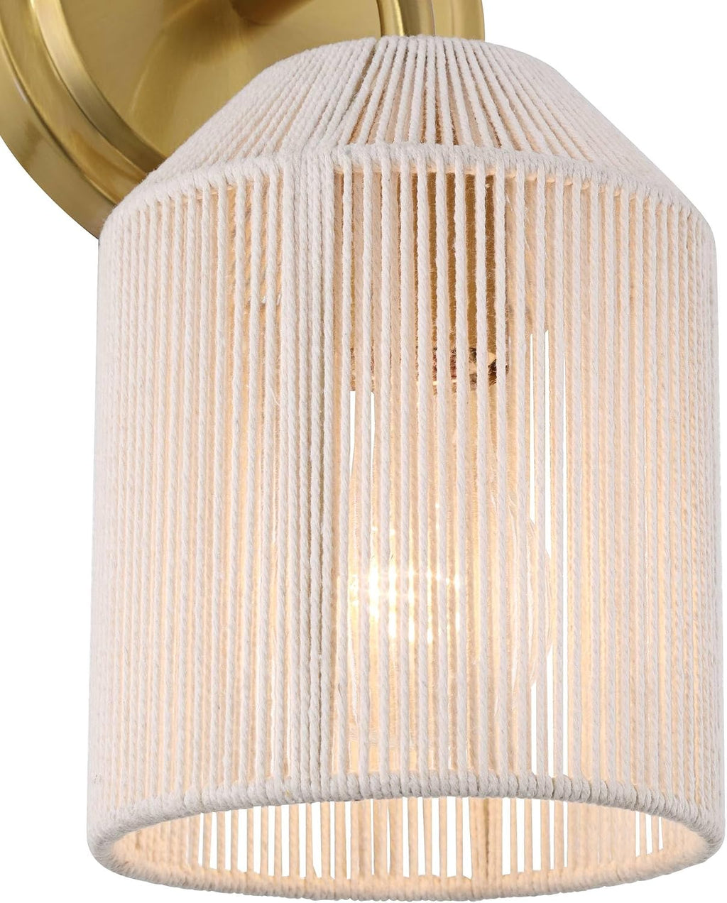 Possini Euro Design Jacob 11' High Modern Wall Sconce Light Lamp Fixture Mount Set of 2 Bathroom Bedroom Bedside Living Room Hardwired Cordless Gold Natural Rope Shade Indoor Kitchen Hallway
