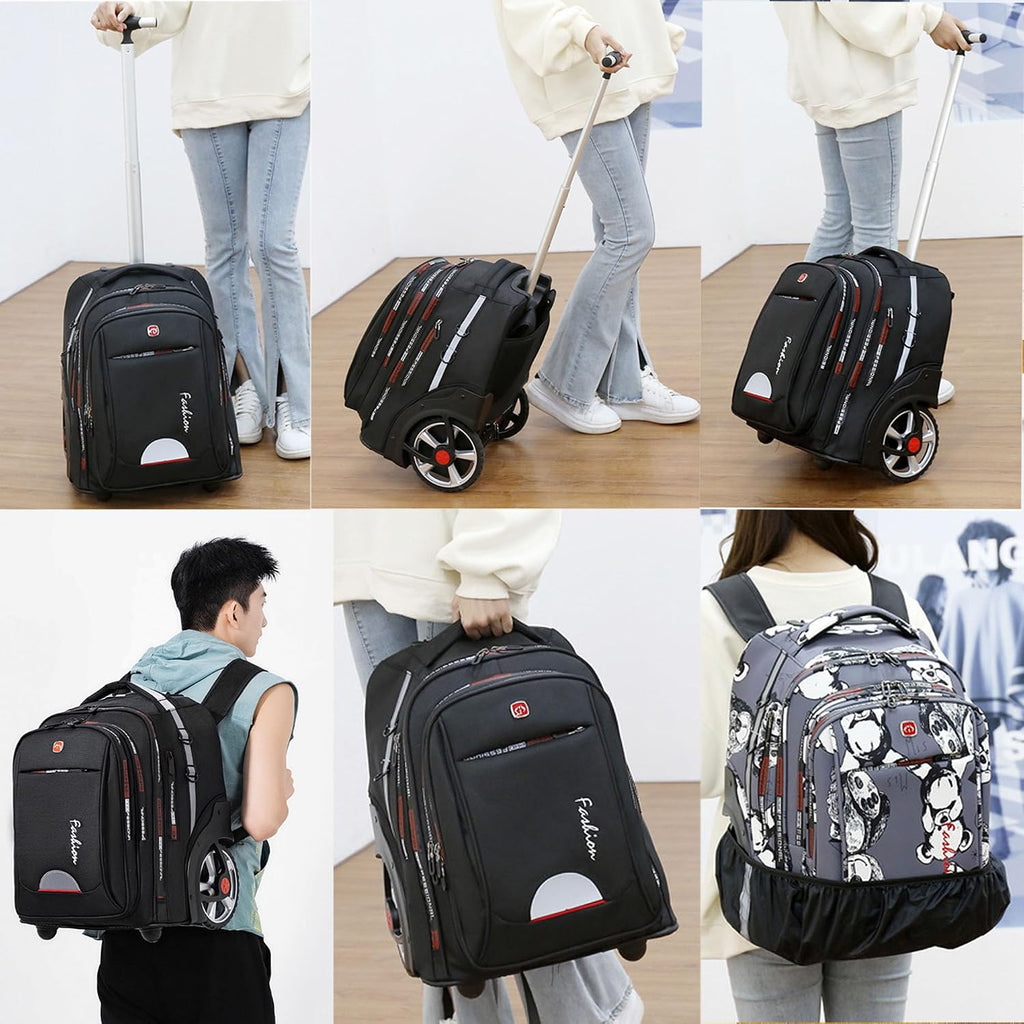 22 Inch Rolling Backpack with Wheels for Travel, 55 L Large Capacity Wheeled Backpacks, Roller Backpack with 15.6 Inch Laptop Waterproof Compartment