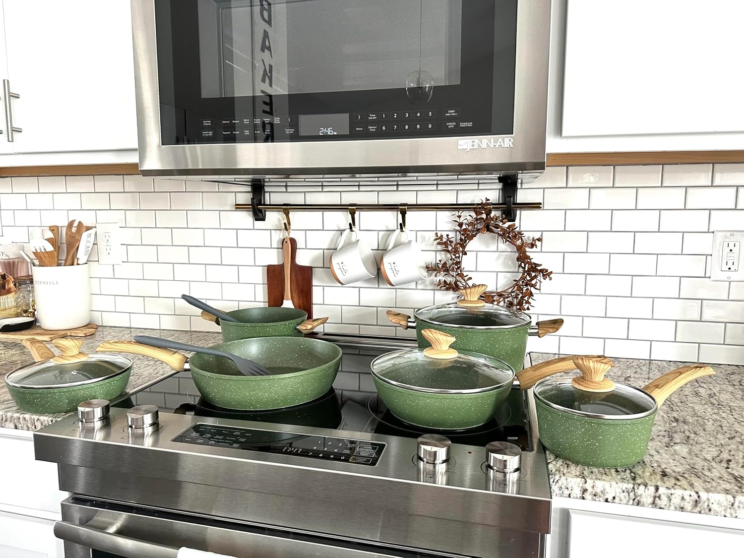 MAISON ARTS Pots and Pans Set Non Stick, 12 Pcs Kitchen Cookware Sets | Induction Compatible, Granite Nonstick Pans Set for Cooking, 100% PFOA & PFAS Free Non Toxic