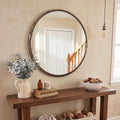 ANDY STAR Hand-Forged Bronze Round Bathroom Mirror, 32 Inch Antique Oil Rubbed Bronze Circular Mirror, Solid Steel Hammered Frame, for Wall Decor, Vanity, Entry, Fireplace, Mantle