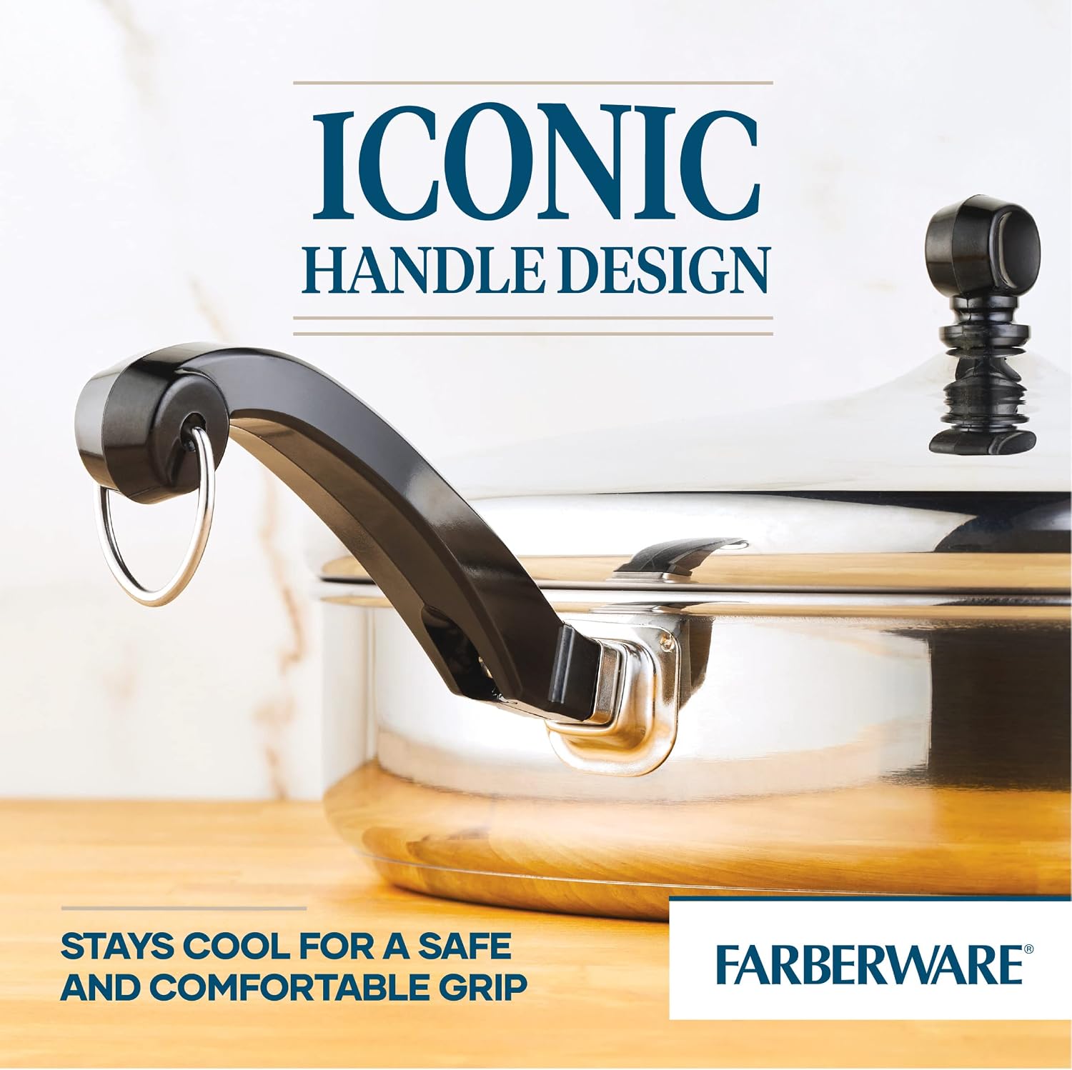 Farberware Classic Saute Pan / Frying Pan / Fry Pan with Lid and Helper Handle - 4.5 Quart, Silver, 50012