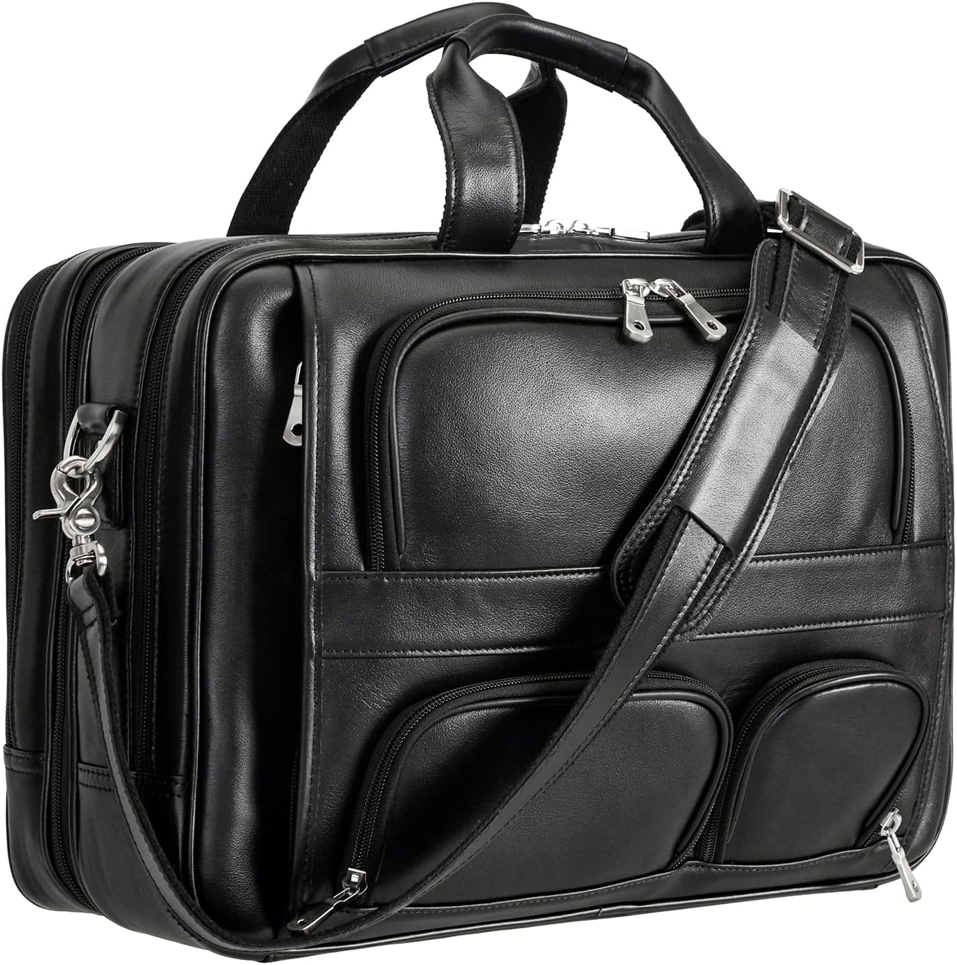 Polare Full Grain Cowhide Leather 17'' Laptop Large Briefcase for Men Business Messenger Bag Work Bag