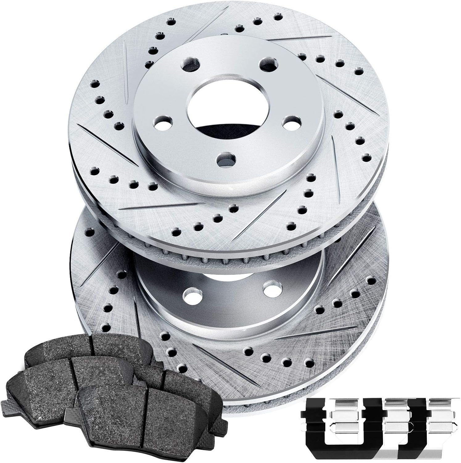PowerSport Rear Brakes and Rotors Kit |Rear Brake Pads| Brake Rotors and Pads| Ceramic Brake Pads and Rotors |fits 2001-2003 Acura CL