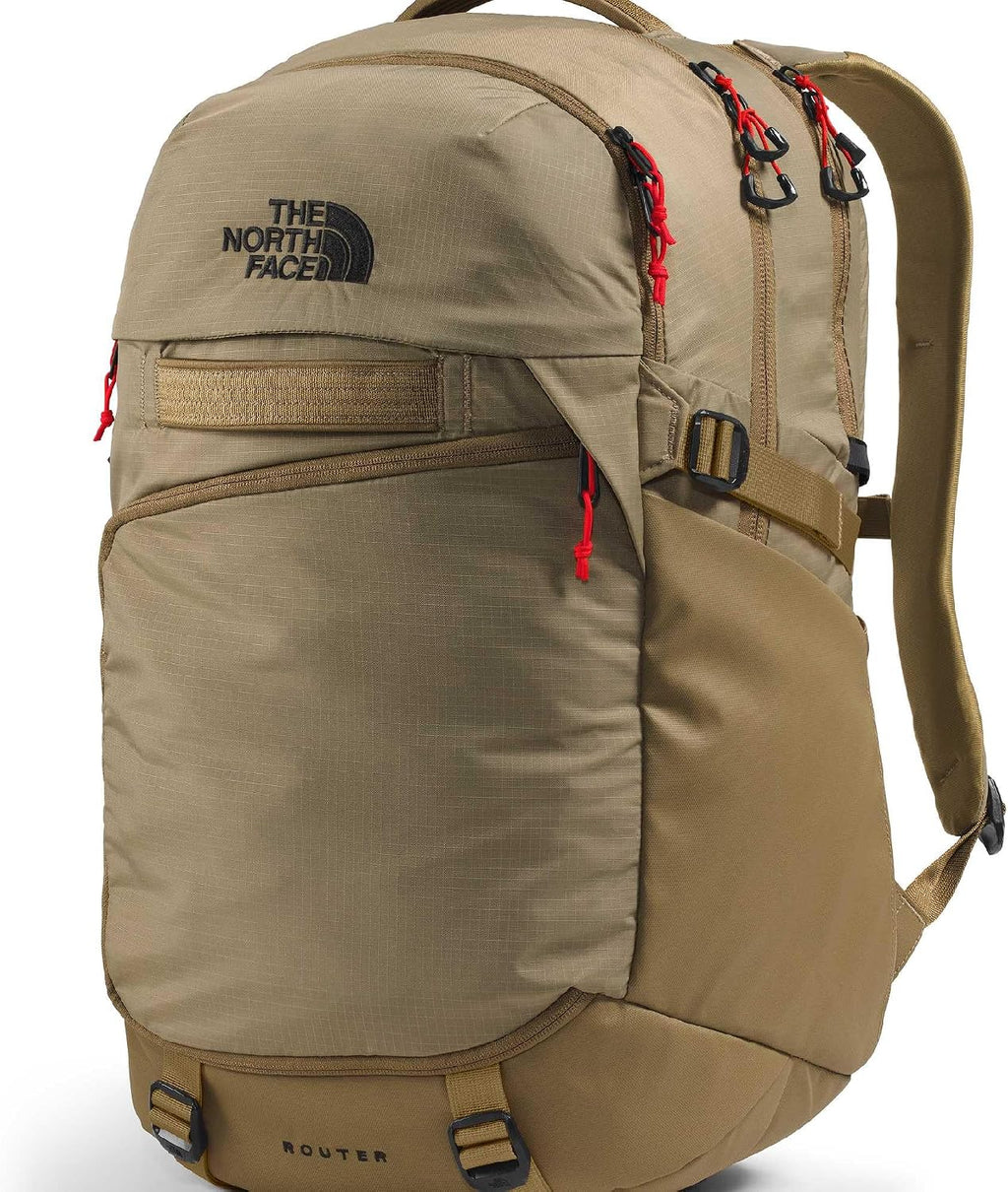 The North Face Router Everyday Laptop Backpack - Daypack, Water Repellent, Laptop Sleeve, Reflective Details, Cedar/Lava Red, One Size
