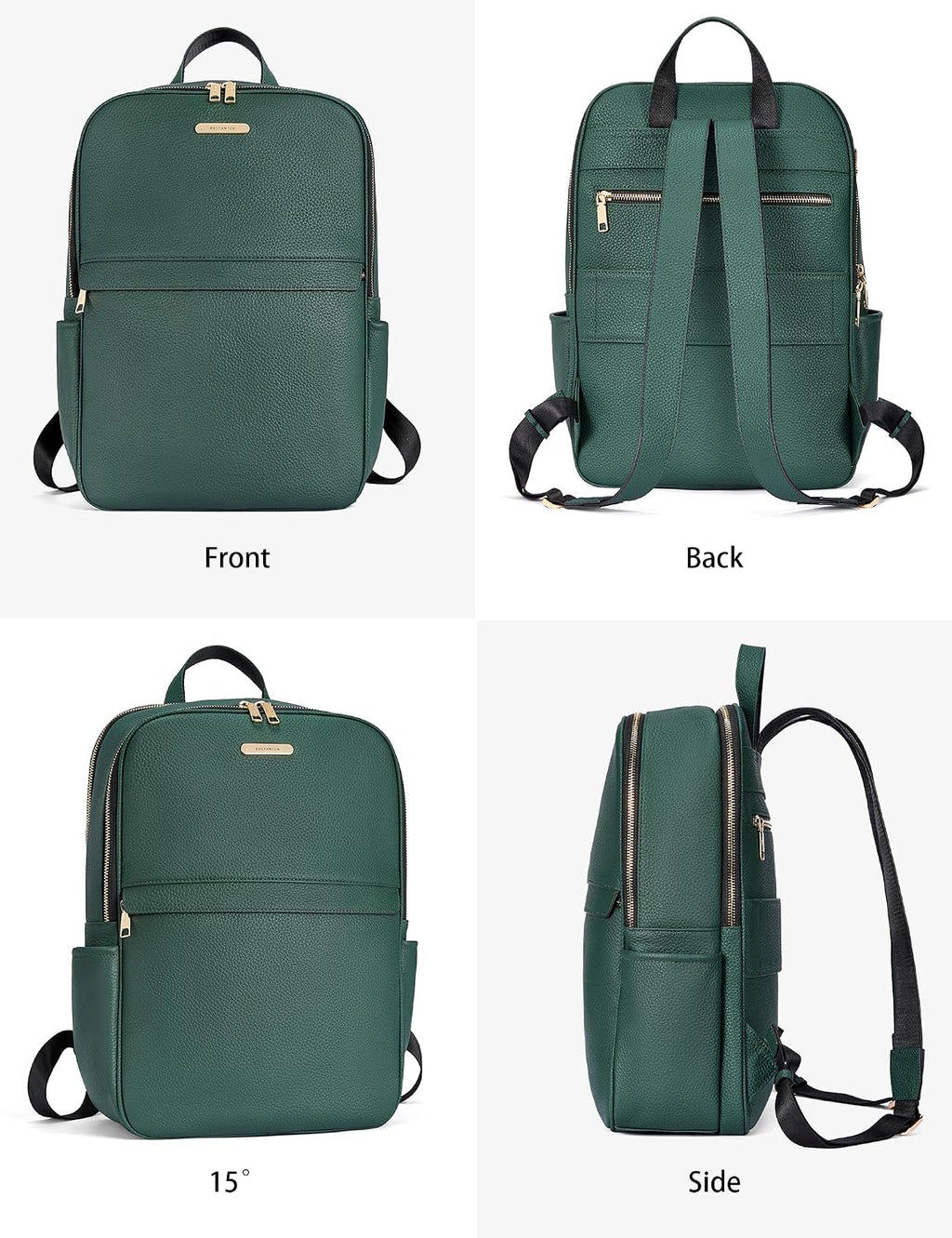 BOSTANTEN Genuine Leather 15.6 inch Laptop Backpack Purse for Women College Casual Backpack Travel Bag