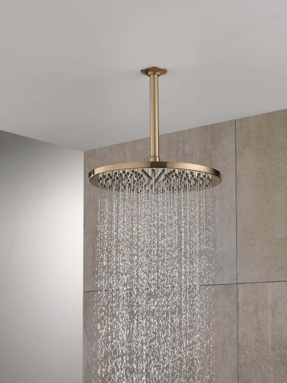 Delta -Faucet Rain Shower Head, Rainfall Shower Head, Gold Shower Head Rainfall, Metal Shower Head, Ceiling Mount Shower Head, Lumicoat Champagne Bronze (Shower Arm Included)