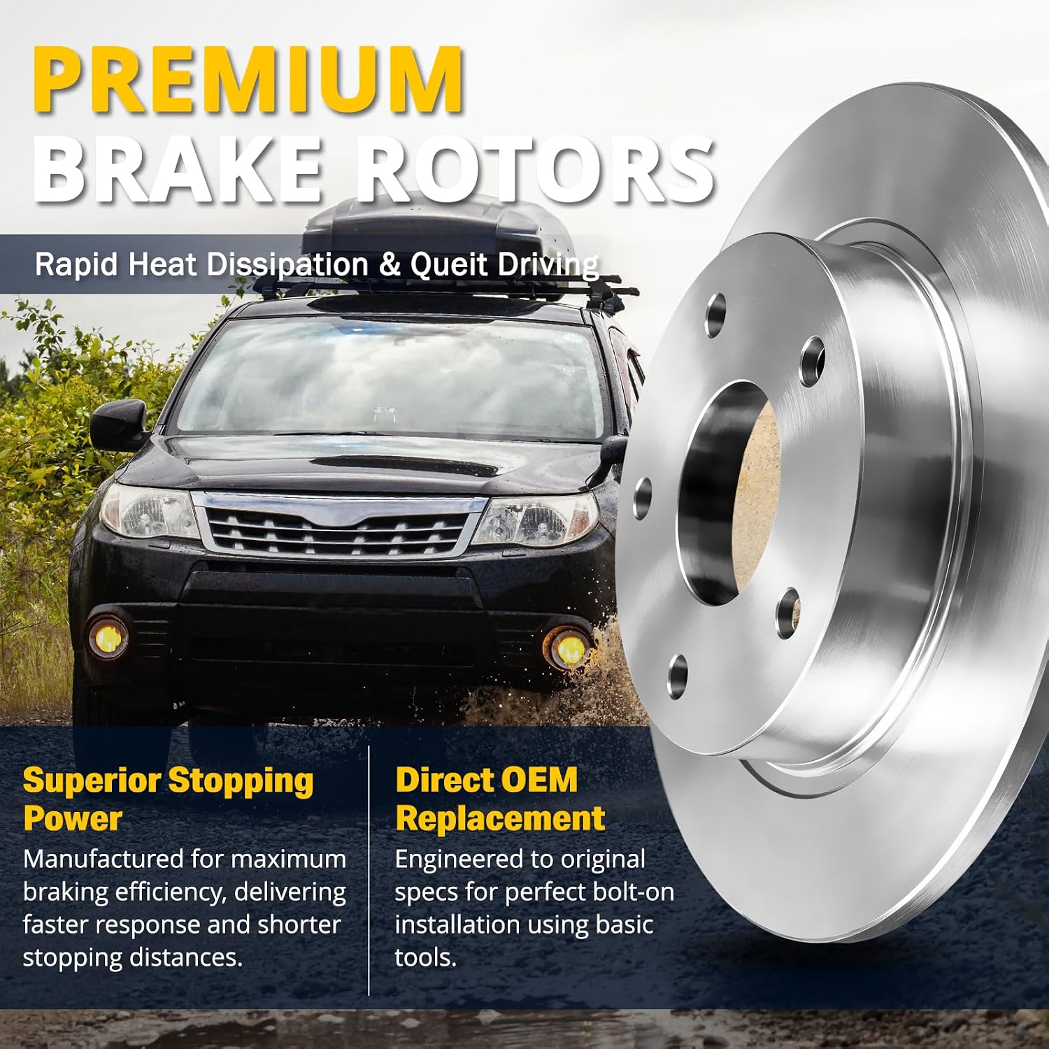 AUTOCLUB Front and Rear Brake Kit, for 2002 2003 2004 2005 2006 Chevy Silverado 1500 2500 HD Brake Pads and Rotors, for Suburban GMC Sierra 1500 2500 HD Brakes, Replacement 12.8' Front and 12.99' Rear