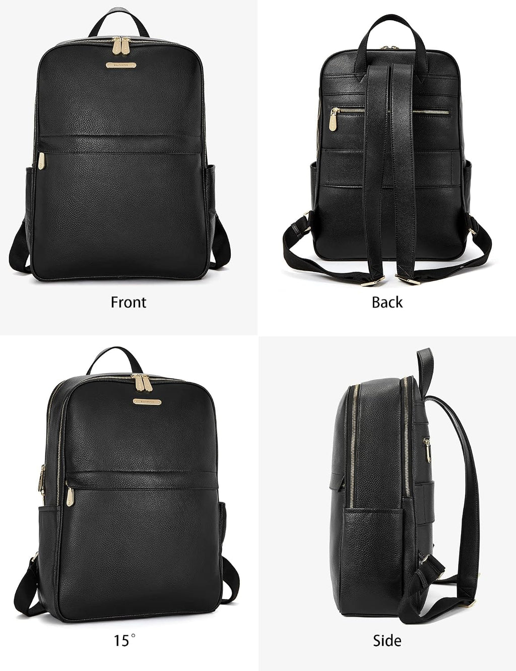 BOSTANTEN Genuine Leather 15.6 inch Laptop Backpack Purse for Women College Casual Backpack Travel Bag