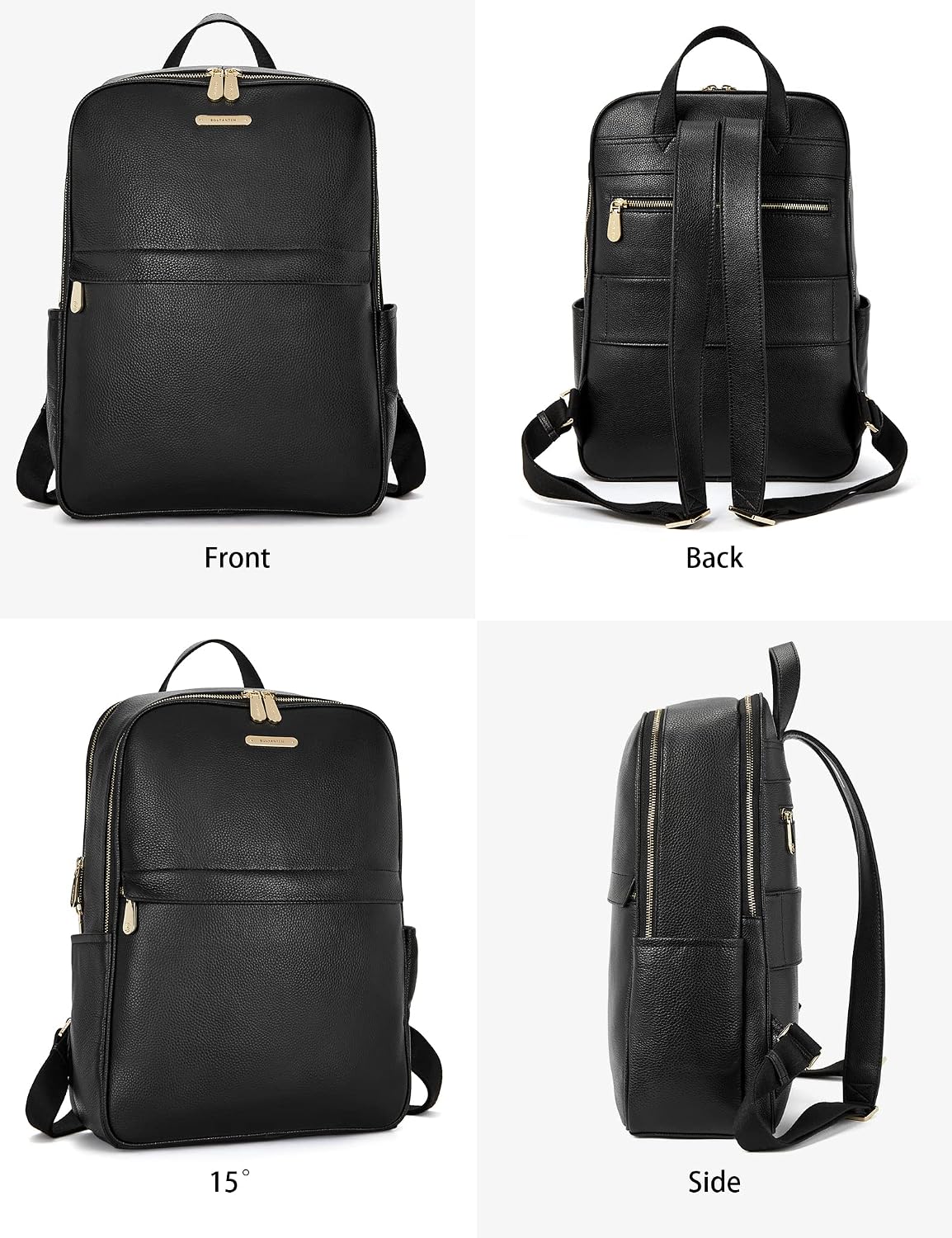 BOSTANTEN Genuine Leather 15.6 inch Laptop Backpack Purse for Women College Casual Backpack Travel Bag