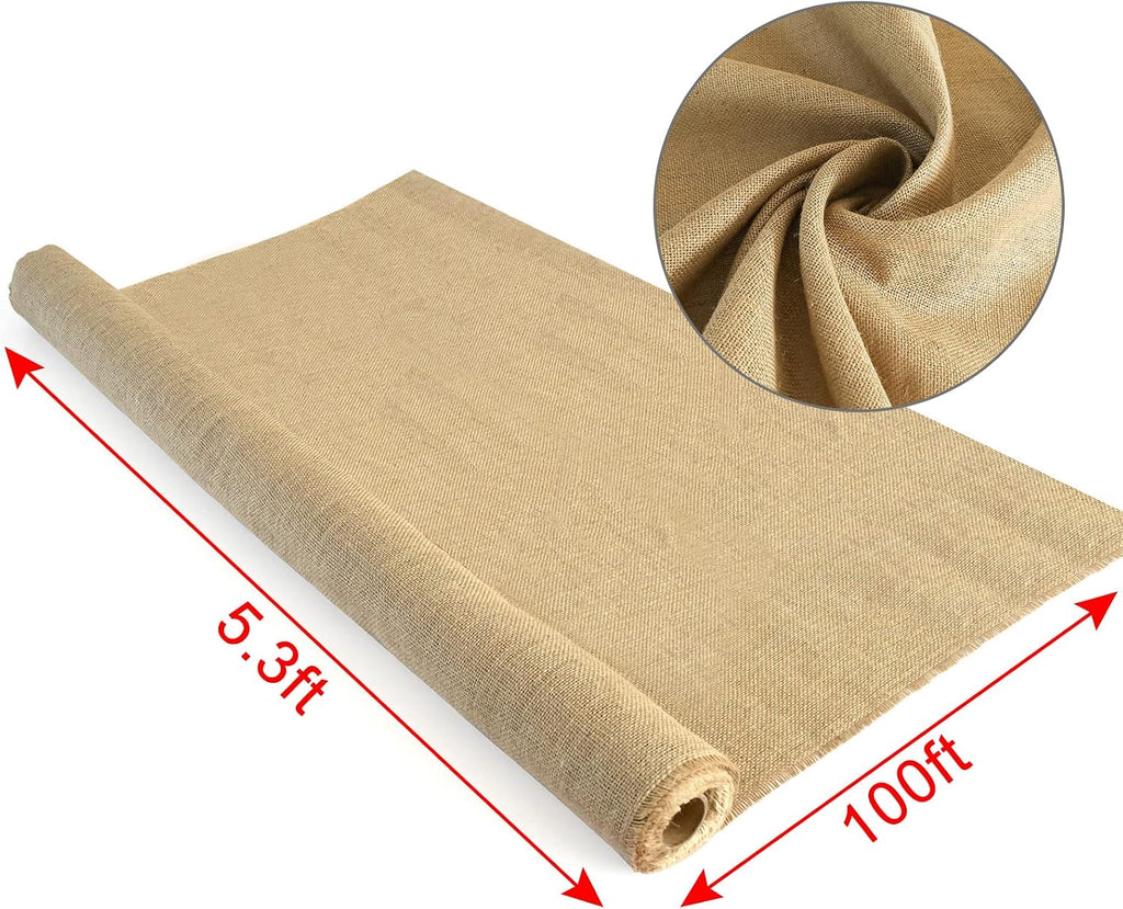 Agfabric 64 inch x100 Feet Garden Burlap Fabric Roll, Burlap Tree Wrap,Multipurpose High Density Natural Jute Material for Gardening,Aisle Runner,Crafts,Weed Barrier