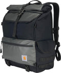 Carhartt 40L Nylon Roll Top Backpack, Heavy-Duty Water-Resistant Material W/ 17' Laptop Sleeve, Black