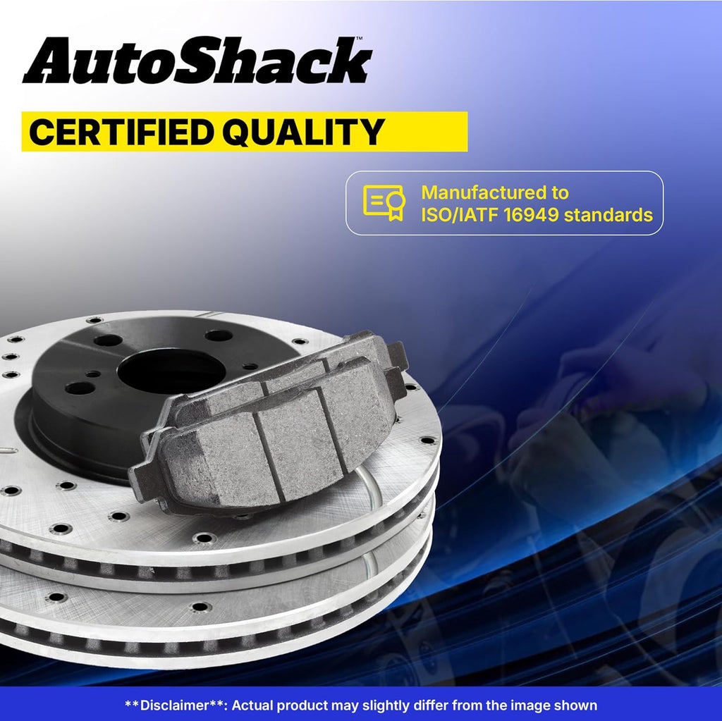 AutoShack Front & Rear Brake Rotors & Premium Pads for Chevrolet & GMC, Silverado 2500 HD 2001-2010 Sierra 2500 HD 2001-2010, 4WD RWD V8 6.0L 6.6L 8.1L - E-Coated Drilled & Slotted - ShadowGuard
