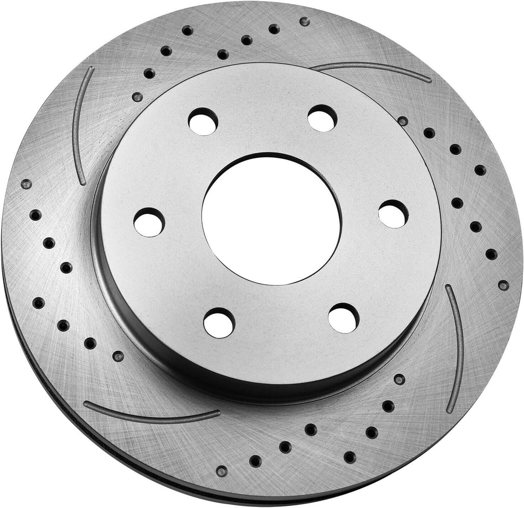 Pair Front Drilled and Slotted Rotors Ceramic Brake Pads for Chevy Silverado 1500 2002-2006, for GMC Sierra 1500 2003-2006, for GMC Yukon 2003-2006 Front Brake Pads and Rotors Kit