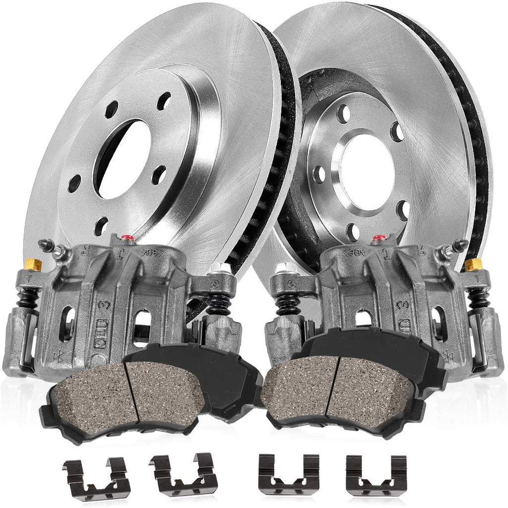 Callahan Brake Parts Rear Brake Kit For Jeep Liberty 2003-2007, Jeep Wrangler 2003-2006 [Model Specific] Replacement Brake Rotors and Ceramic Brake Pads
