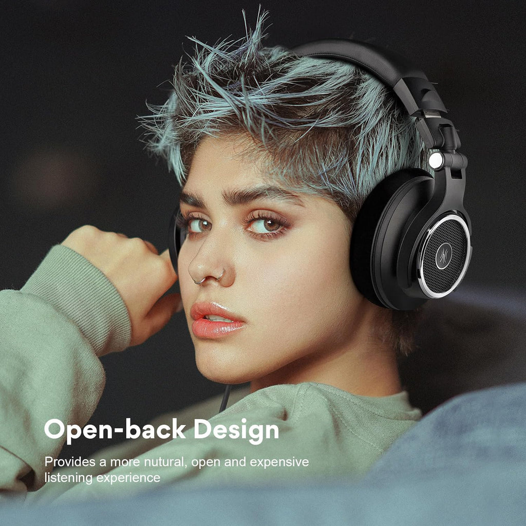 OneOdio Monitor 80 Open Back Headphones- Studio Headphones for Mixing Mastering Editing, Wired Over Ear Headphones for Professional Studio Applications, 250 Ohm, Velour Earmuffs, Sound Isolation