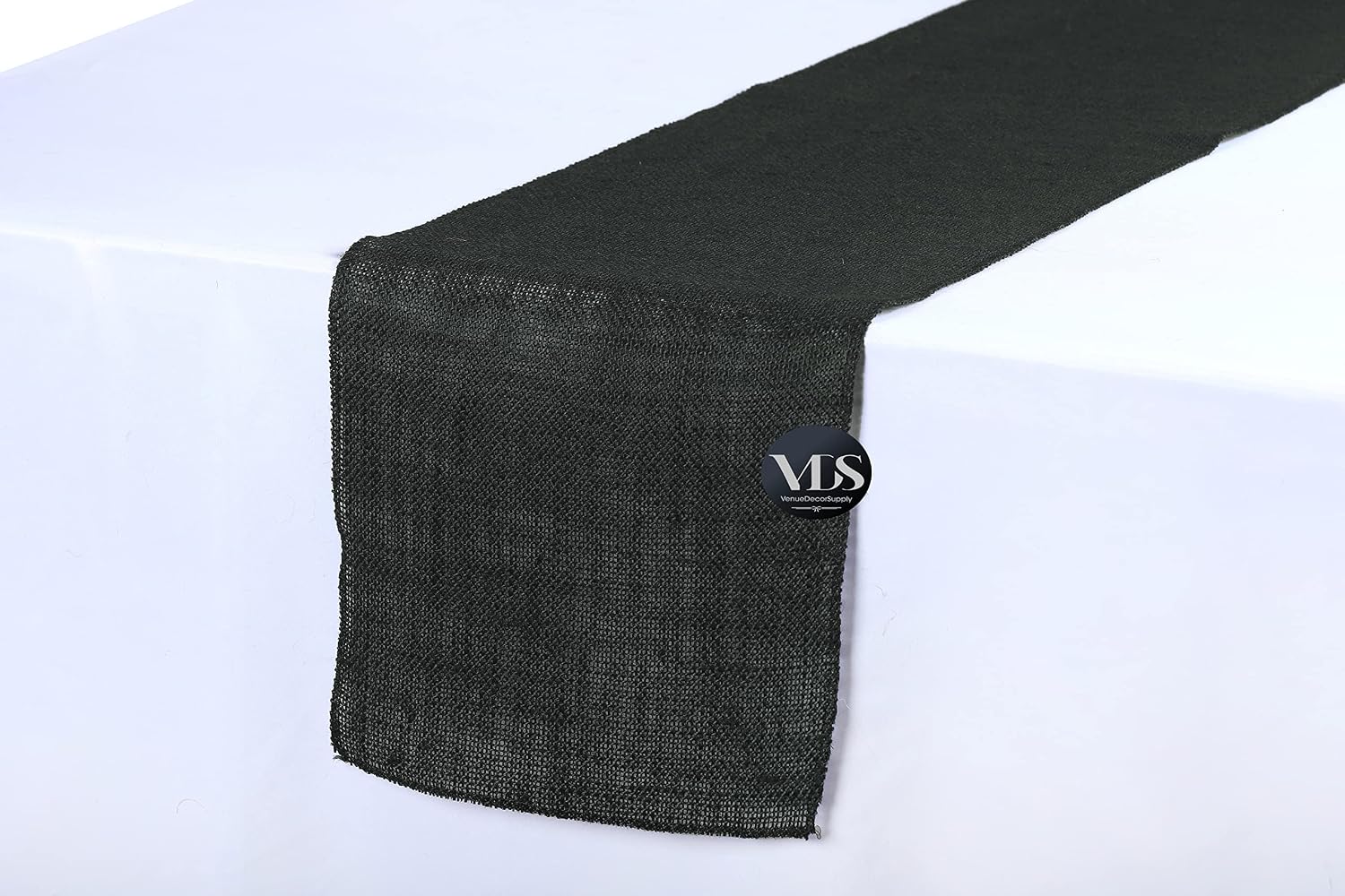 VDS Pack of 20, Burlap Table Runner 100% Natural Jute Rustic Hessian Table Cloth Centrepiece for Wedding Bridal Shower Birthday Event Party Banquet Table Decoration (Size 12X108 Inch)(Black)