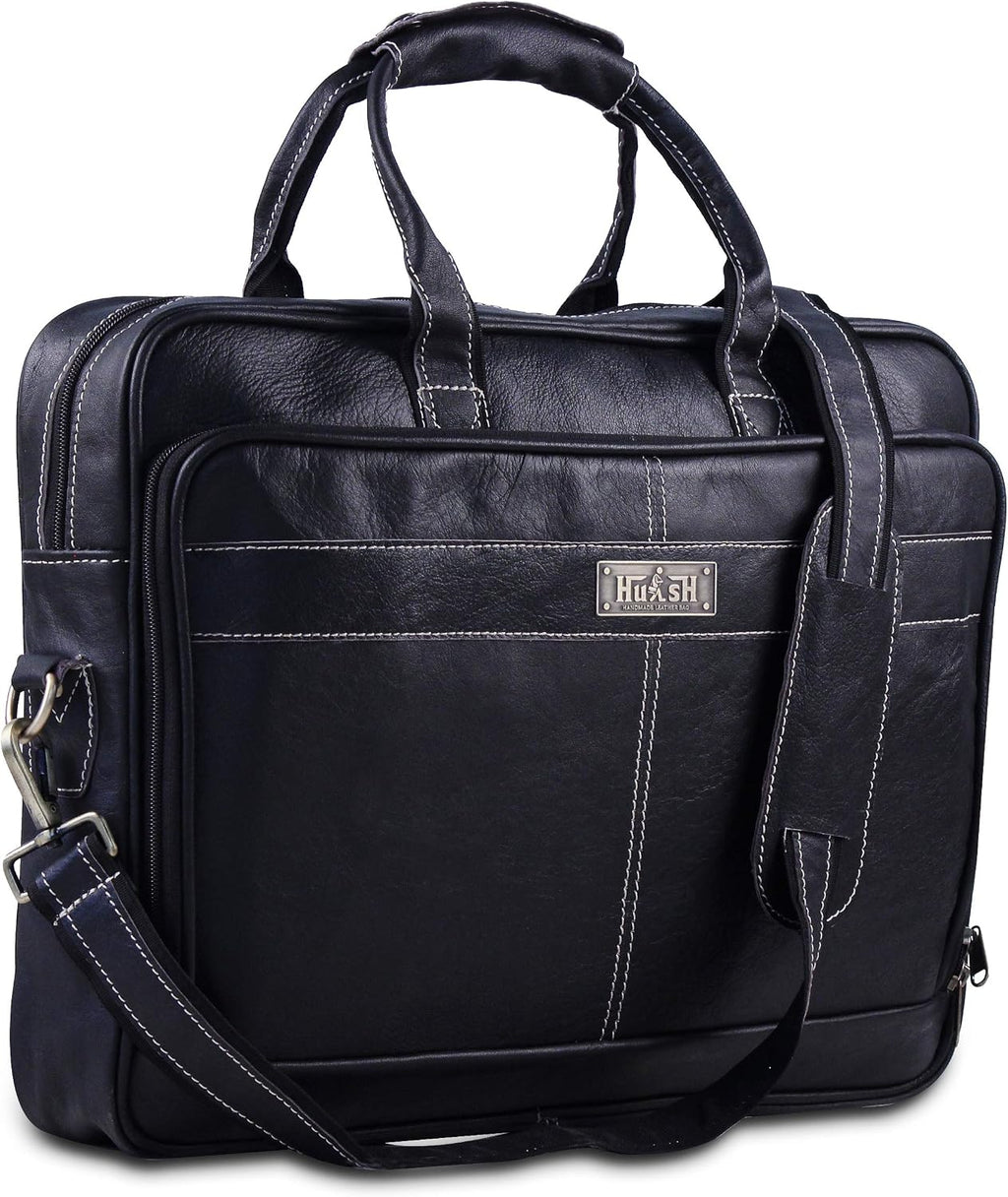 18 Inch Leather Laptop Bag for Computer Bag for Men– Supple Genuine Leather Briefcases for Men W/Padded Laptop Case Leather