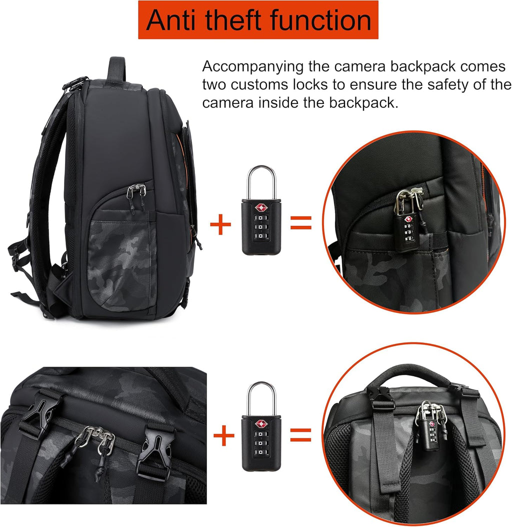 Camera backpack photographer Camera Backpack Waterproof Large for DSLR Cameras Backpacks for Photographers Camera Backpack for Women Men Outdoor Black
