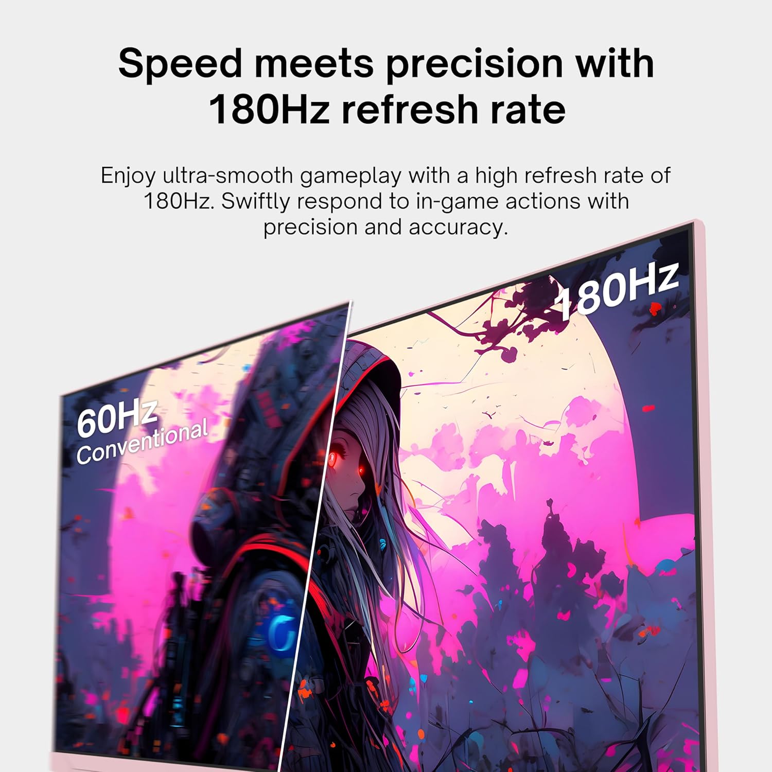 Pixio Two PX278 Wave Pink 27 inch 180Hz Refresh Rate FHD 1440p Resolution Fast IPS Panel 1ms GTG Response Time Gaming Monitor and PS1D Wave Pink Dual Monitor Arm - Fits up to 32 inches and 19.8lbs