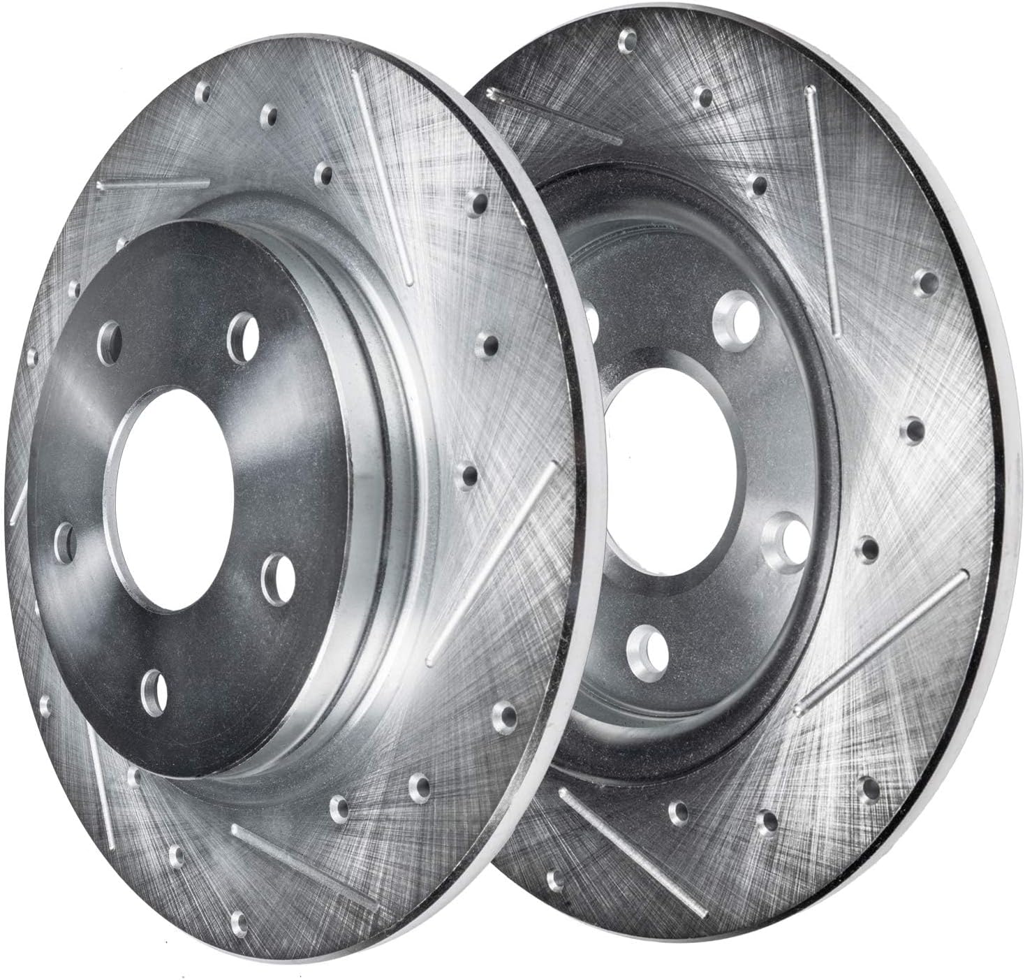 Detroit Axle - Brake Kit for 2000-2005 Buick LeSabre, 2000-2002 Park Avenue, 2001-2003 Olds Aurora, Drilled Slotted Brake Rotors Ceramic Brakes Pads Replacement [11.91 inch Front & 11.06 Rear Rotors]