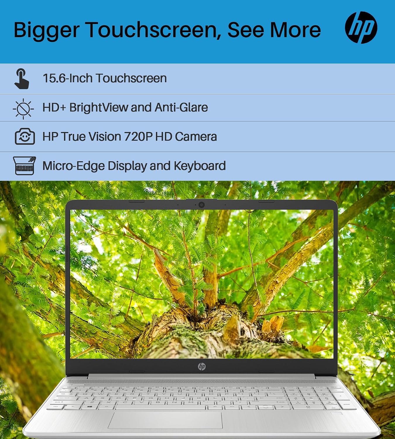 HP 15.6' Touchscreen Laptop for Work, Win 11 Pro & Microsoft Office Lifetime License, 15.6' HD Screen, 32 GB RAM, 2 TB SSD, Intel i3-1215U, Long Battery Life, Webcam, Wi-Fi, with Bonus Accessories