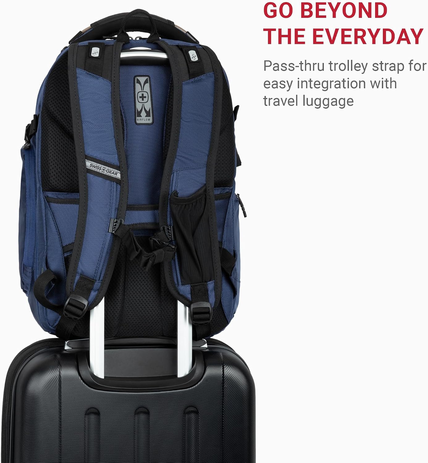 SwissGear Travel Tech Elite Laptop Backpack – Fits Laptops up to 16' – ScanSmart TSA-Friendly Backpack with USB Port, Shoe Compartment & Organizer Pockets – Navy Ballistic