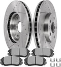 SCITOO Brake Kits For Buick For Allure,For LaCrosse,For Regal,For Chevy For Equinox,For GMC For Terrain,For Saab Front Drilled & Slotted Disc Brake Rotors and Ceramic Brake Pads 55174;D1421