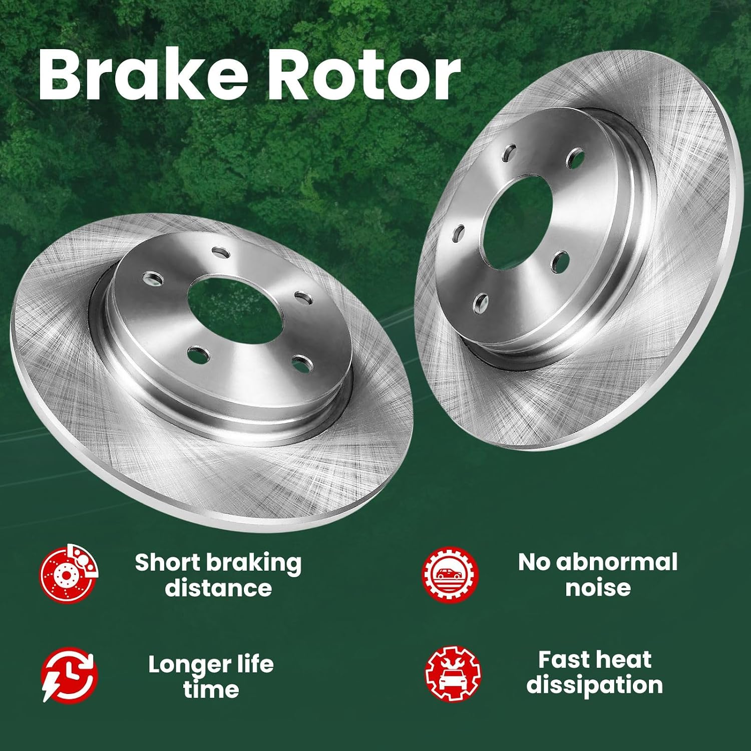 Front Brake Kit, Brakes and Rotors fits Chevy Silverado 1500 6.0L 2003 2004 2005 2006, fits Cadillac Escalade 6.0L 2002 2003 2004 2005 2006 12inch(304.7mm) Vented Brake Rotors Brake Pads 6pcs
