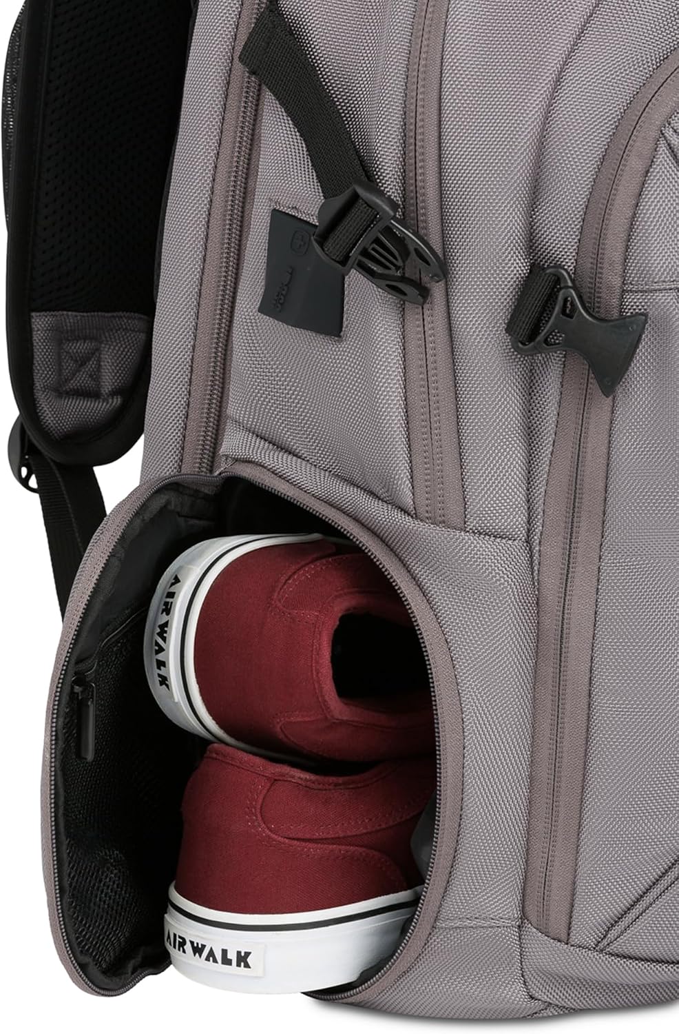 SwissGear Travel Tech Elite Laptop Backpack – Fits Laptops up to 16' – ScanSmart TSA-Friendly Backpack with USB Port, Shoe Compartment & Organizer Pockets – Grey Ballistic