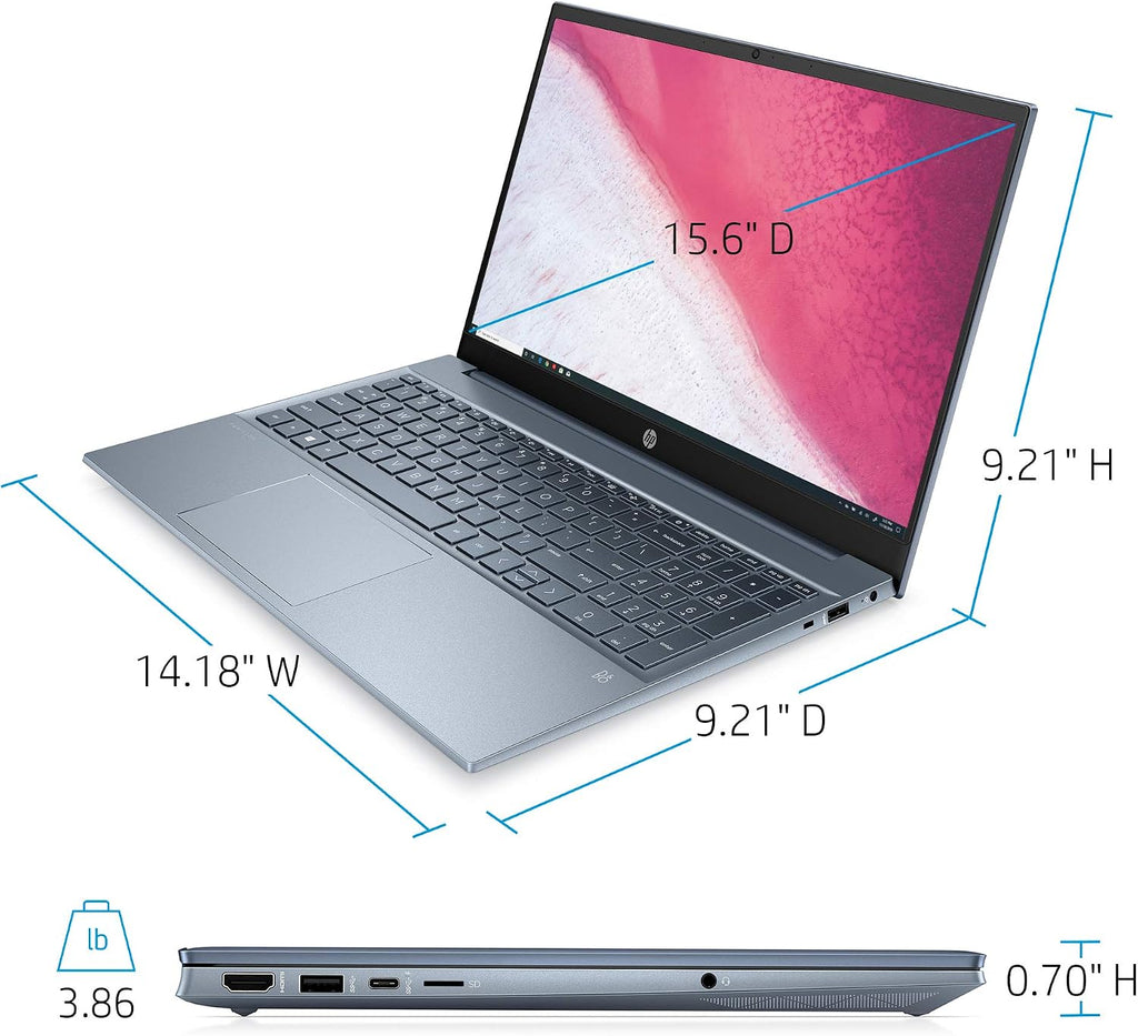 HP Pavilion 15.6' FHD 1920 x 1080 Laptop AMD Ryzen 5 5500U 8GB SDRAM 512GB SSD Windows 10 Horizon Blue