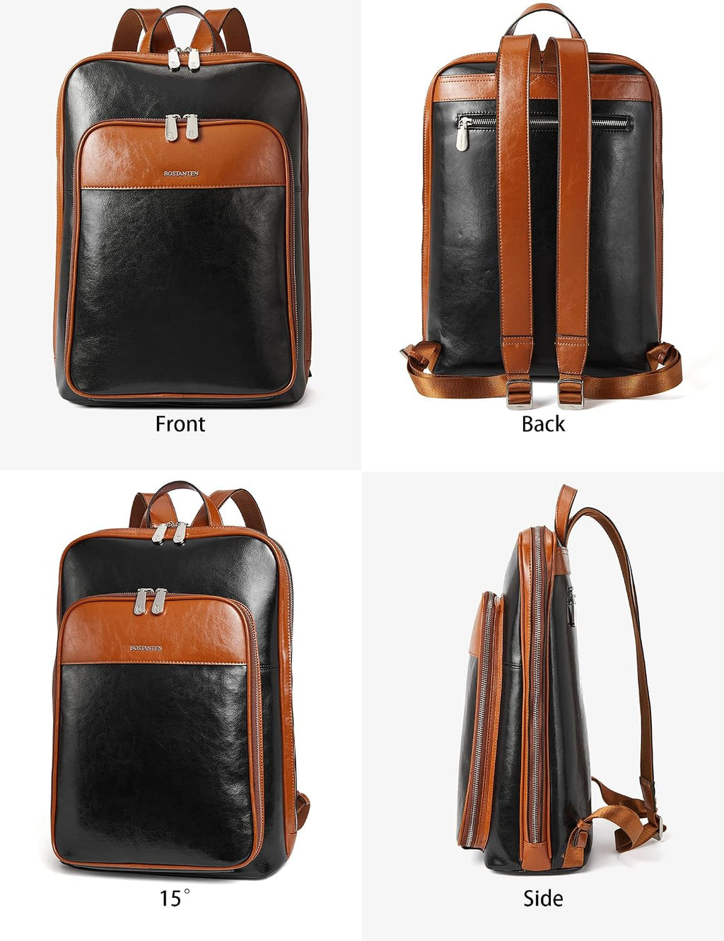 BOSTANTEN Leather Laptop Backpack for Women 15.6 inch Computer Bag Travel Work Daypack