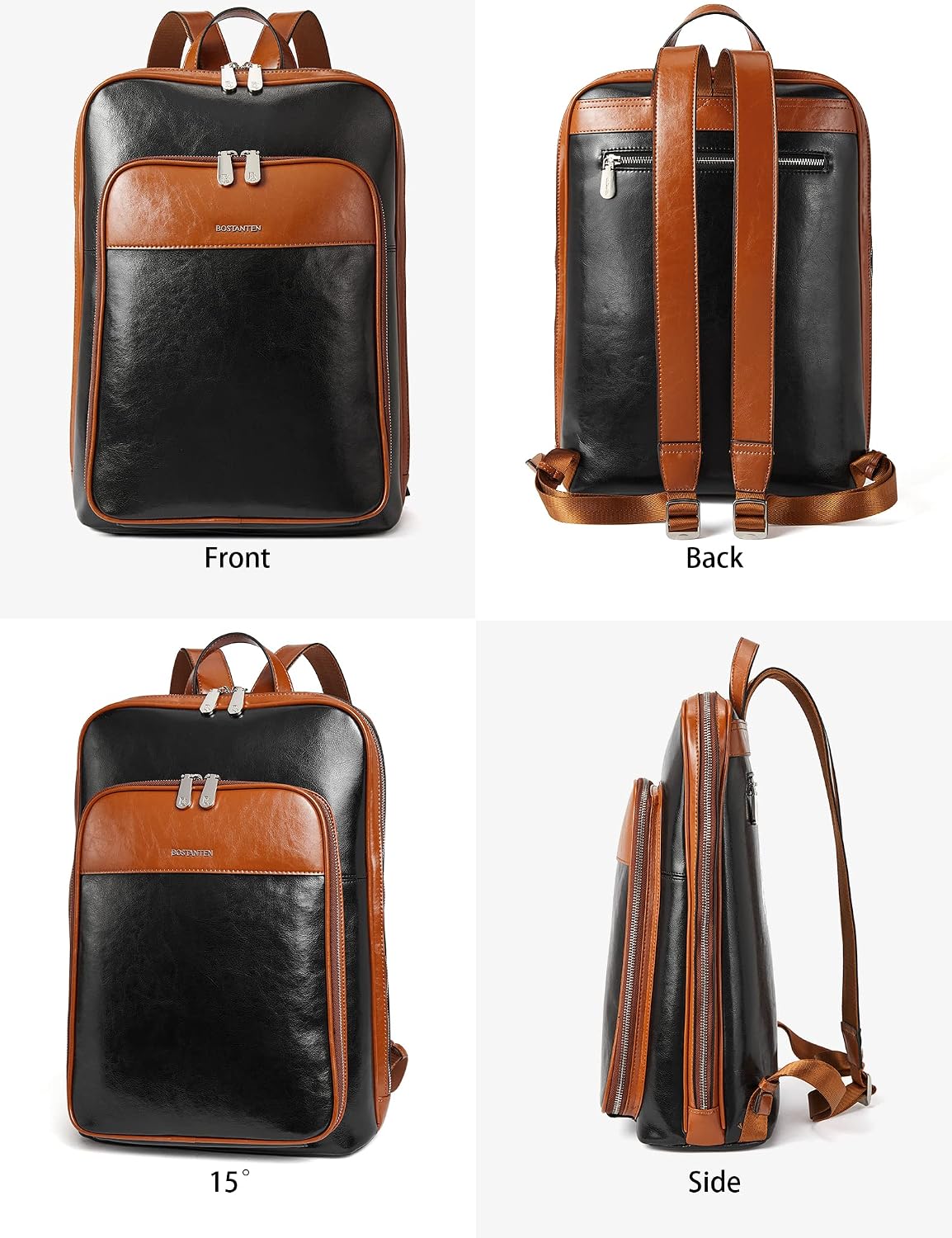 BOSTANTEN Leather Laptop Backpack for Women 15.6 inch Computer Bag Travel Work Daypack