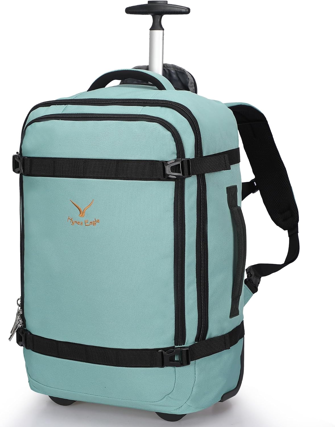 Hynes Eagle Rolling Backpack 42L Backpack with Wheels Airline Approved Carry on Luggage Laptop Travel Suitcase Bag for Women Men Mint Green