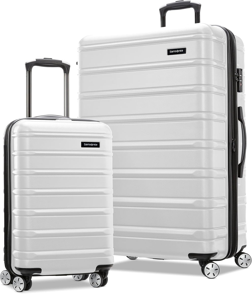 Samsonite Omni 2 Hardside 2 Piece Set - Includes Global Carry-On & Large Checked Suitcases - 360° Dual Spinner Wheels - Integrated TSA Lock & Expansion - Amazon Exclusive - Birch White