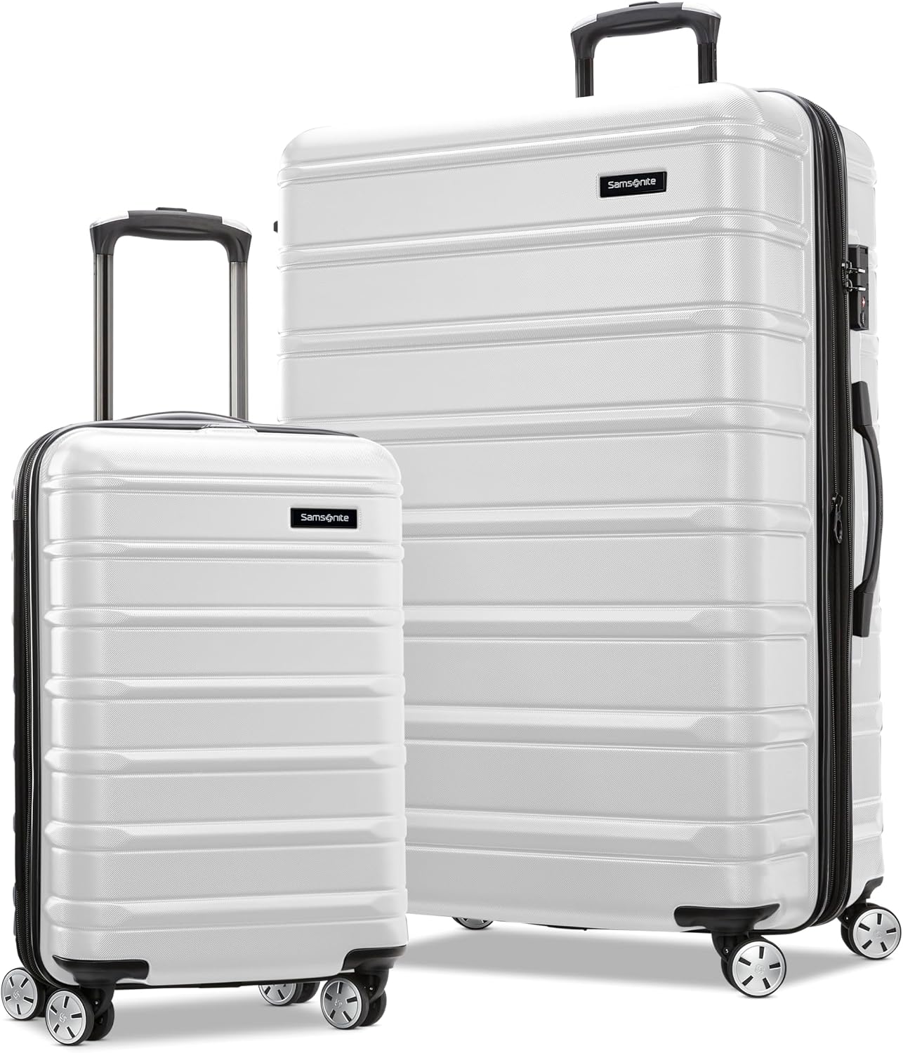 Samsonite Omni 2 Hardside 2 Piece Set - Includes Global Carry-On & Large Checked Suitcases - 360° Dual Spinner Wheels - Integrated TSA Lock & Expansion - Amazon Exclusive - Birch White