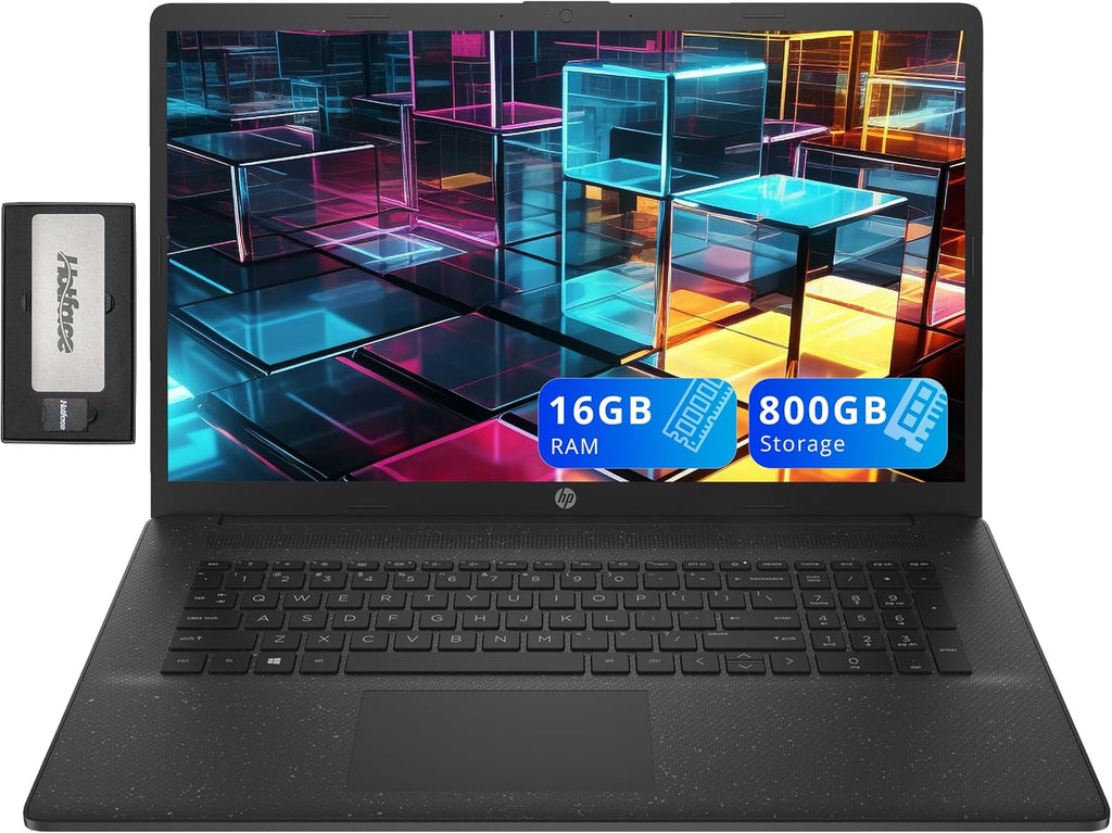 HP 17.3' HD+ Business Laptop, Intel i7-1255U, 16GB RAM, 800GB Storage (512GB SSD+288GB Docking Station Set), ‎Intel Iris Xe Graphics, Numeric Keypad, HD Camera, Wi-Fi, Bluetooth, Windows 11, Black