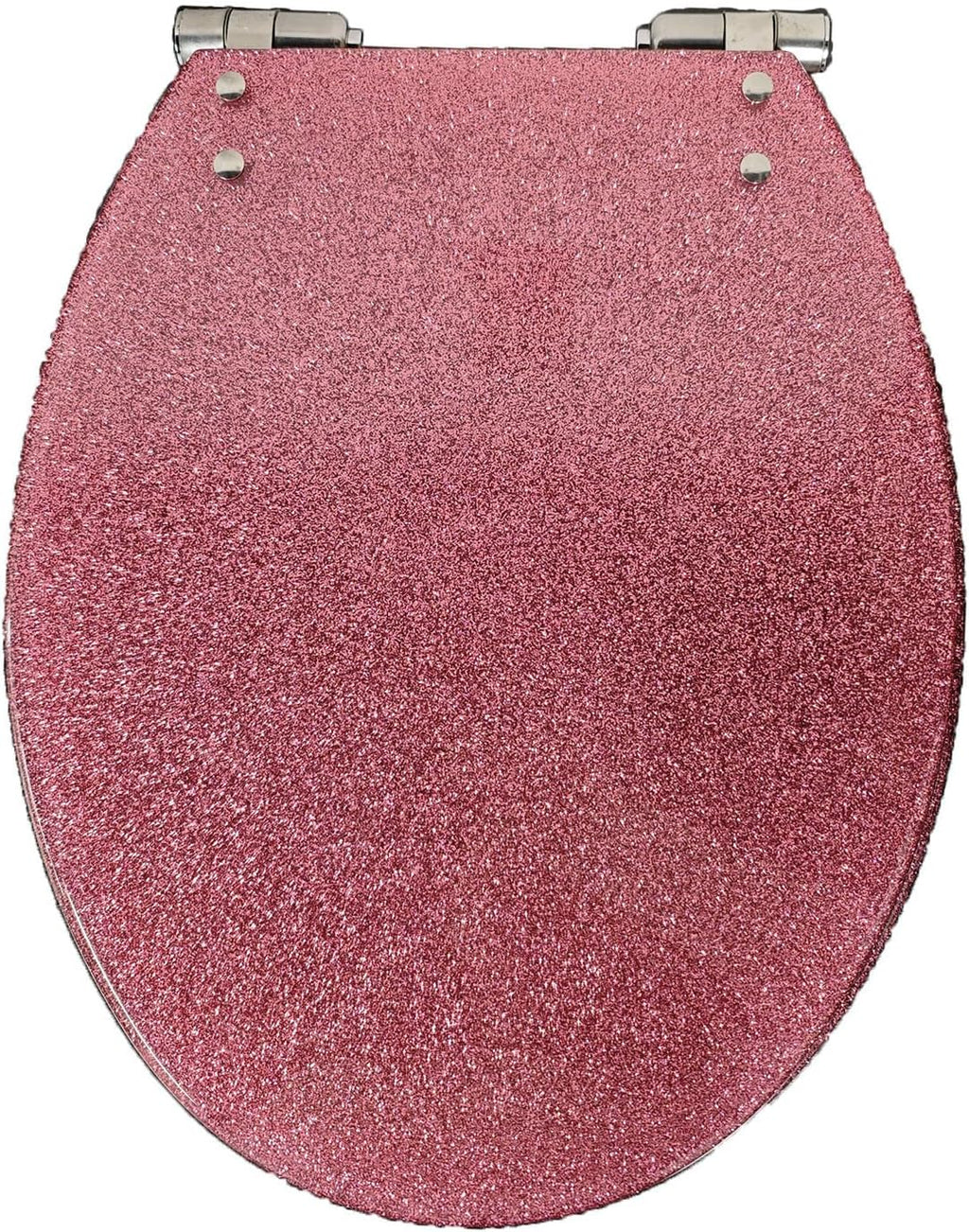 Glitter Toilet Seat Oval 36 * 42Cm， Resin Toilet Seat with Quietly Close and Quick Release Hinges， Top Fixing Easy to Install and Easy to Clean，Silver，Pink