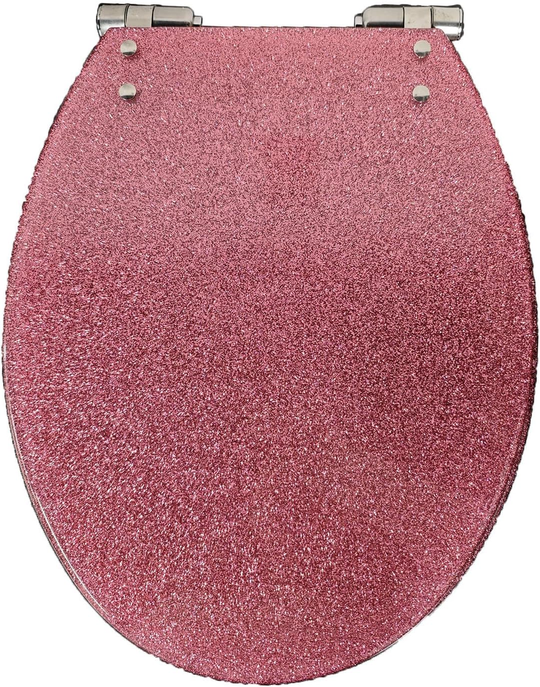 Glitter Toilet Seat Oval 36 * 42Cm， Resin Toilet Seat with Quietly Close and Quick Release Hinges， Top Fixing Easy to Install and Easy to Clean，Silver，Pink
