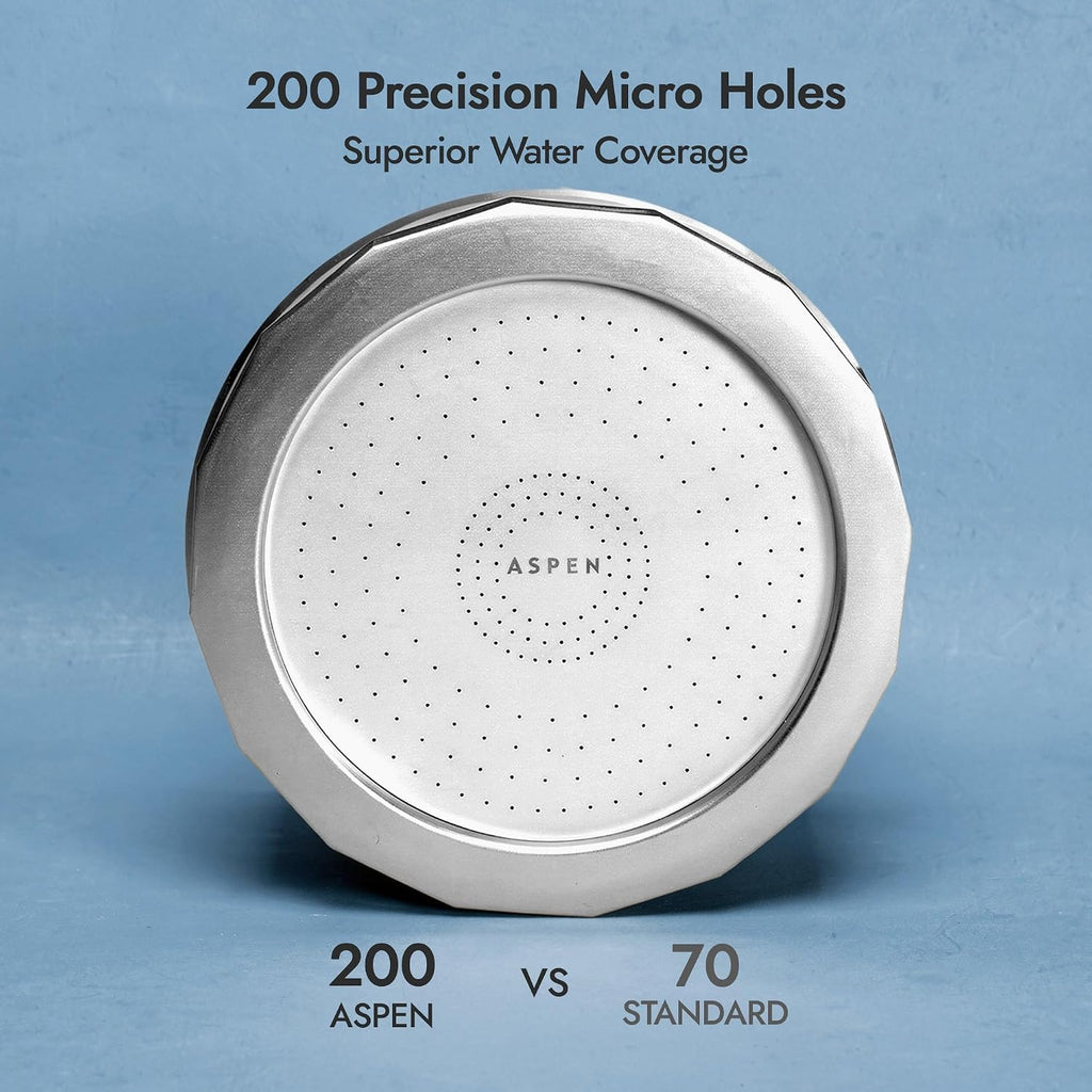 Aspen Filtered Shower Head for Healthy Hair & Skin | Removes Chlorine, Hard Water & Heavy Metals | High Pressure Shower Head with Filter | Water Softener | KDF-55