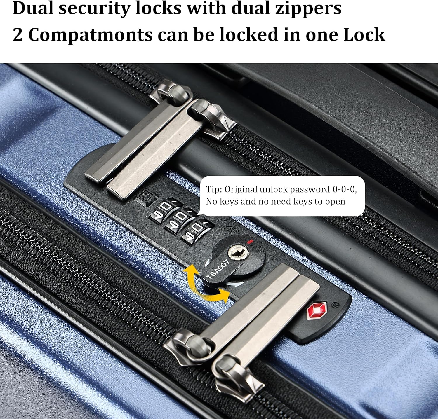 Kaleenie 16' Carry On Briefcase Luggage with 2 Laptop Compartments, Lightweight Hardshell Suitcase with Spinner Silent Wheels, for Commute Work Business Trip, Dark Blue