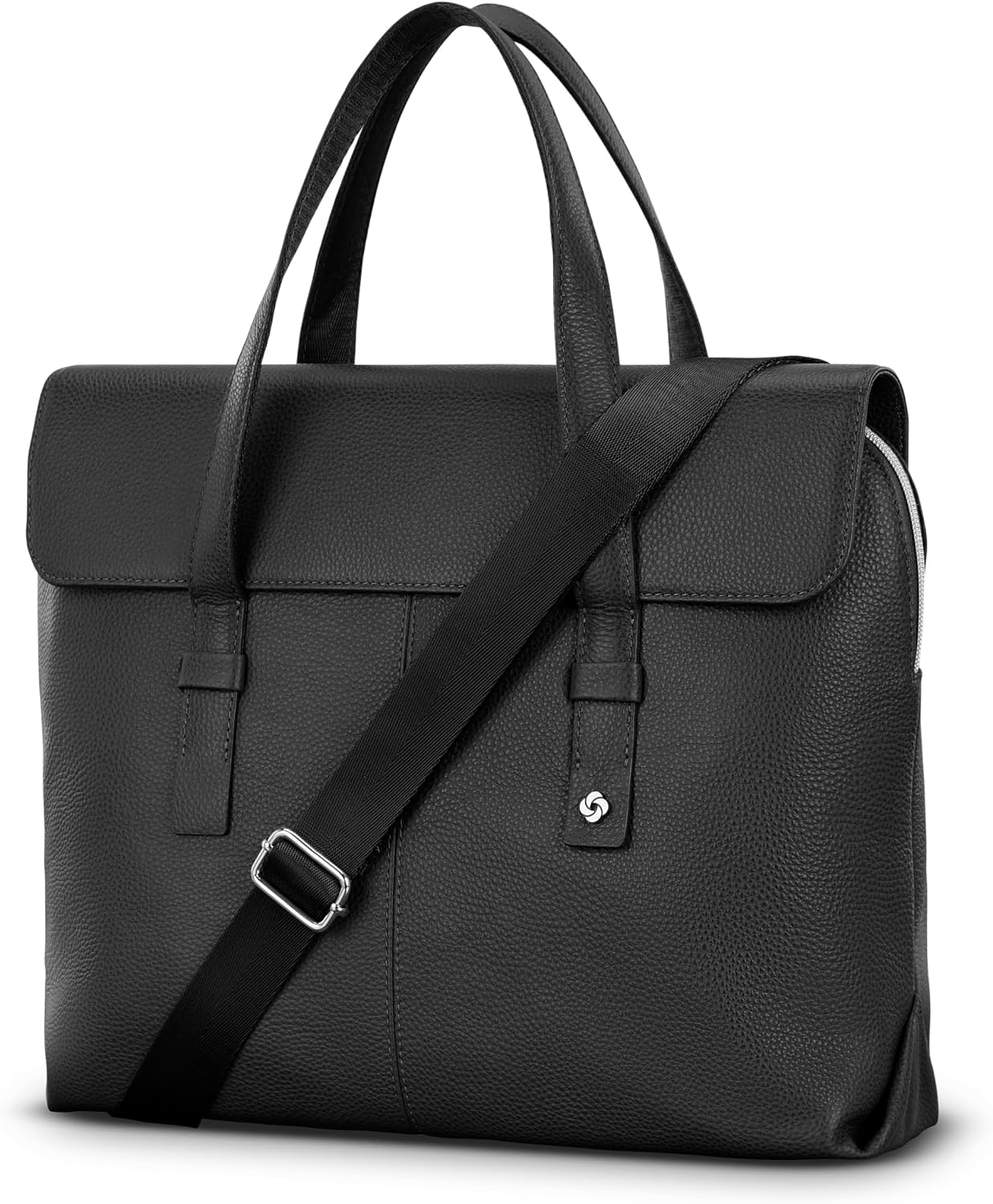Samsonite Mobile Solution 2 Convertible Leather Briefcase, Pebbled Leather Laptop Bag with Crossbody Strap, Padded Sleeve, StackIt™ Strap & Organizational Pockets – Professional Work Tote